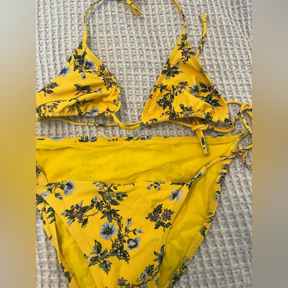 Tory Burch Lyonnaise Yellow Floral String Bikini